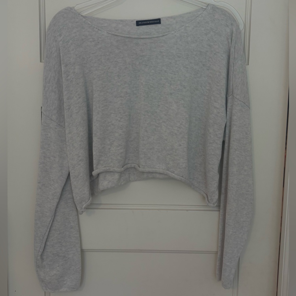 Brandy Melville Light Gray Off the Shoulder Sweater